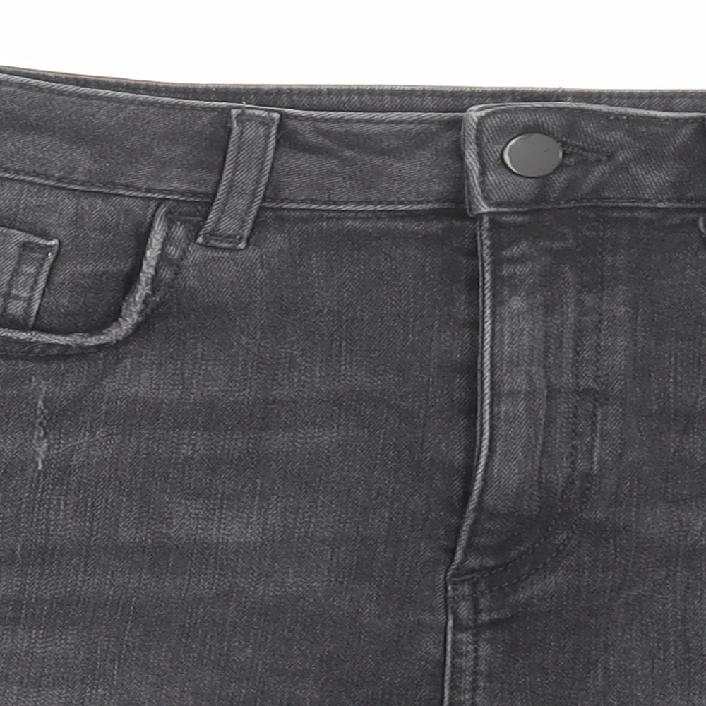 Marks and Spencer Womens Black Cotton Boyfriend Shorts Size 12 L3 in Regular Button