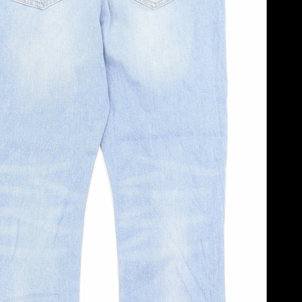 Very Womens Blue Cotton Straight Jeans Size 16 L25 in Regular Button