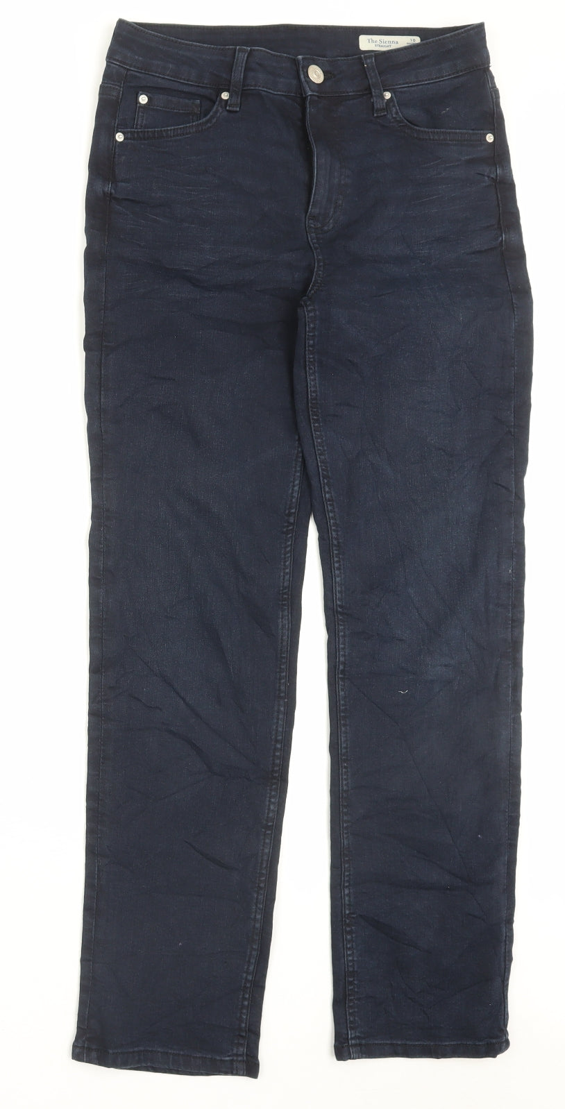 Marks and Spencer Womens Blue Cotton Straight Jeans Size 10 L28 in Regular Button