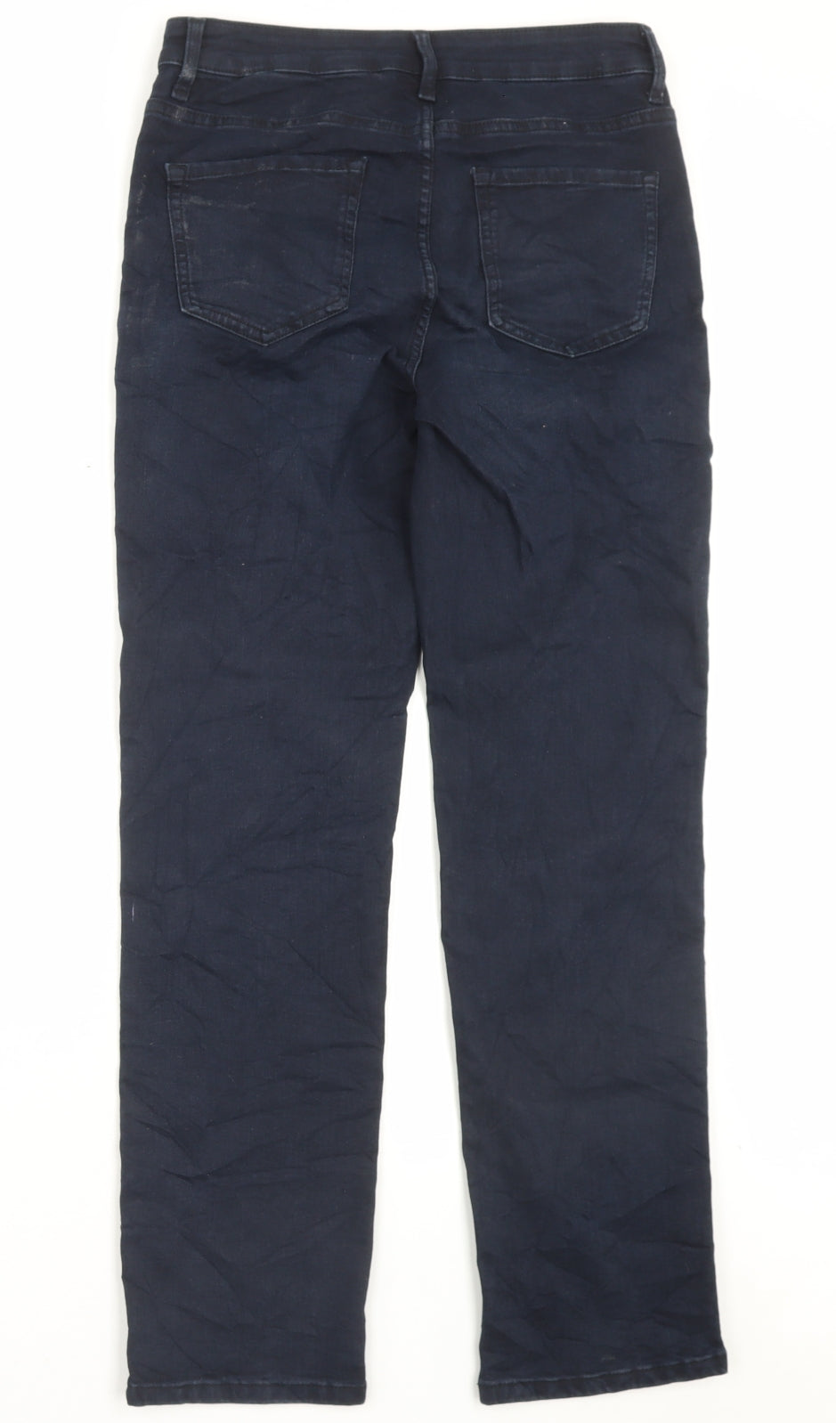 Marks and Spencer Womens Blue Cotton Straight Jeans Size 10 L28 in Regular Button