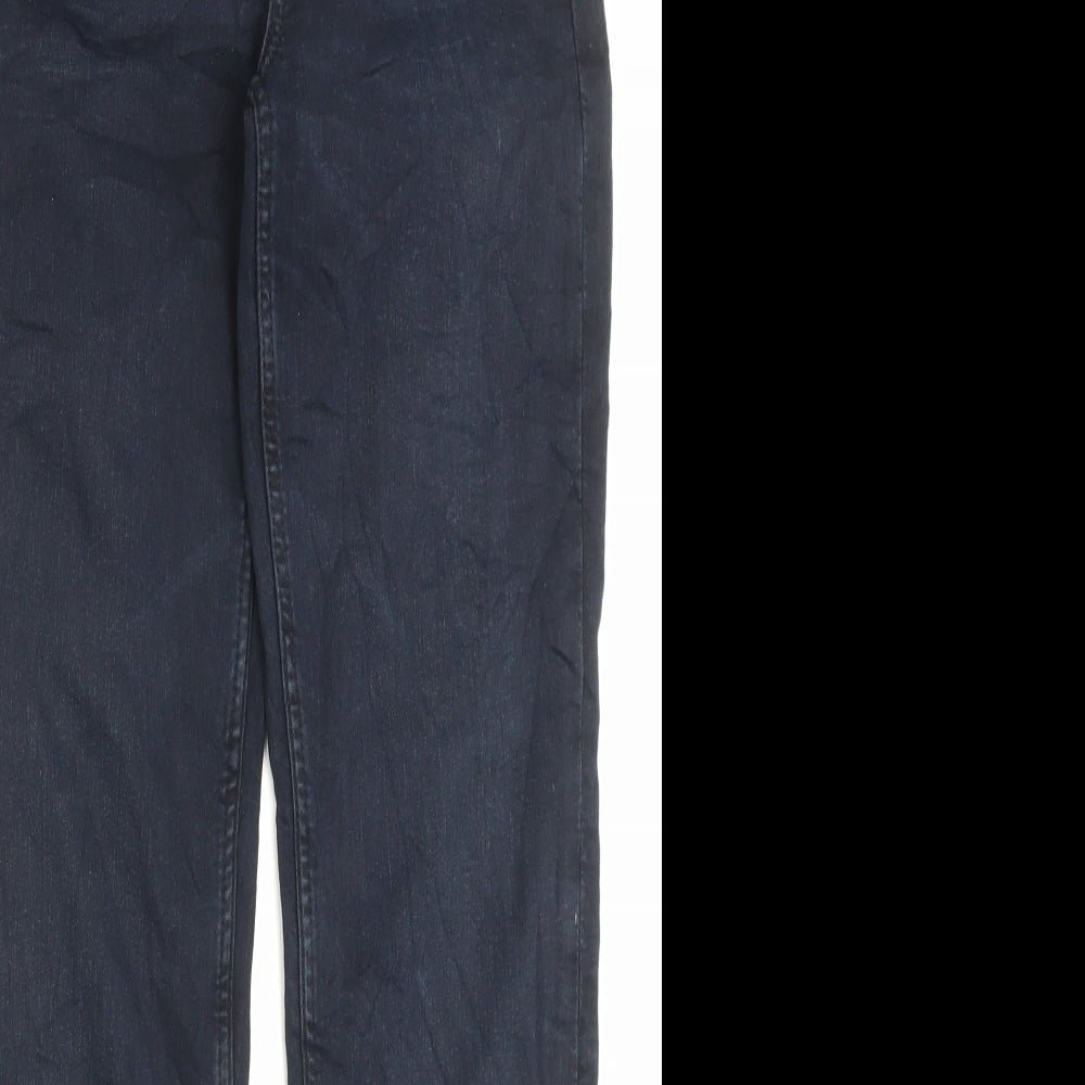 Marks and Spencer Womens Blue Cotton Straight Jeans Size 10 L28 in Regular Button