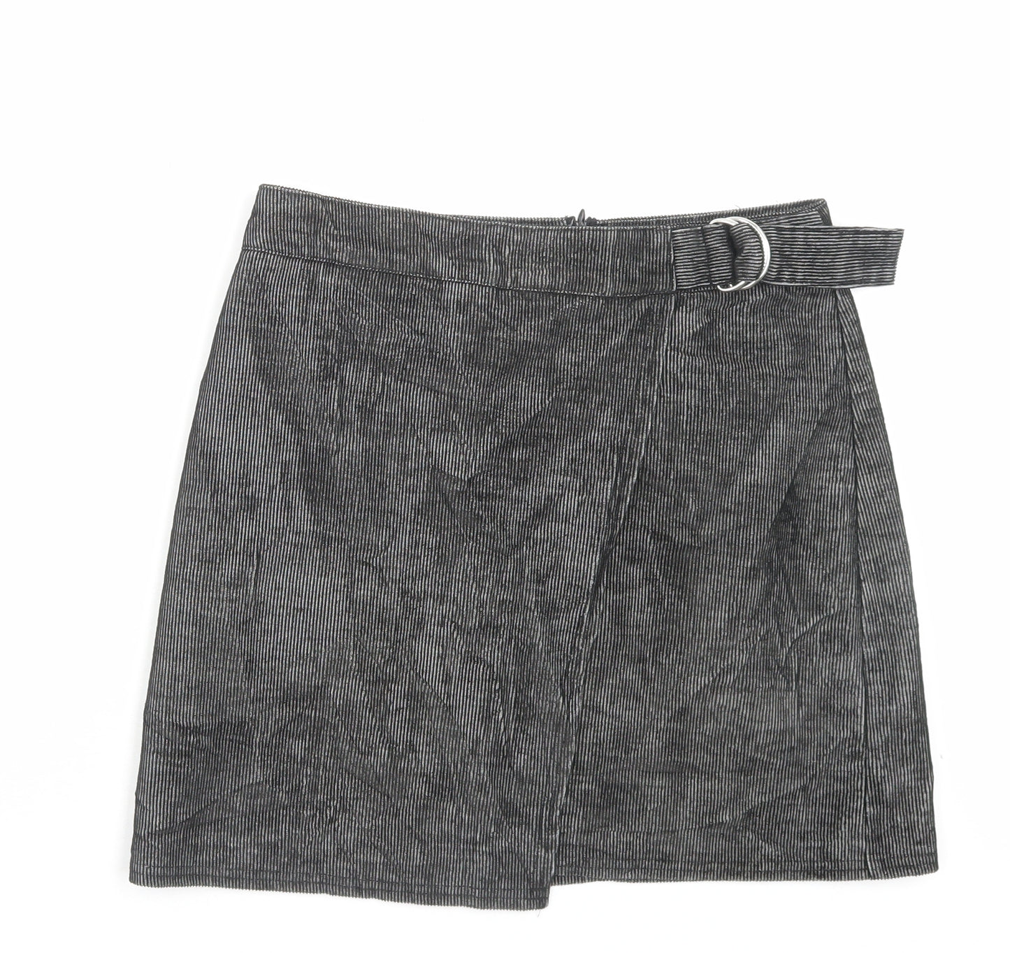 New Look Womens Grey Polyester A-Line Skirt Size 10 Zip