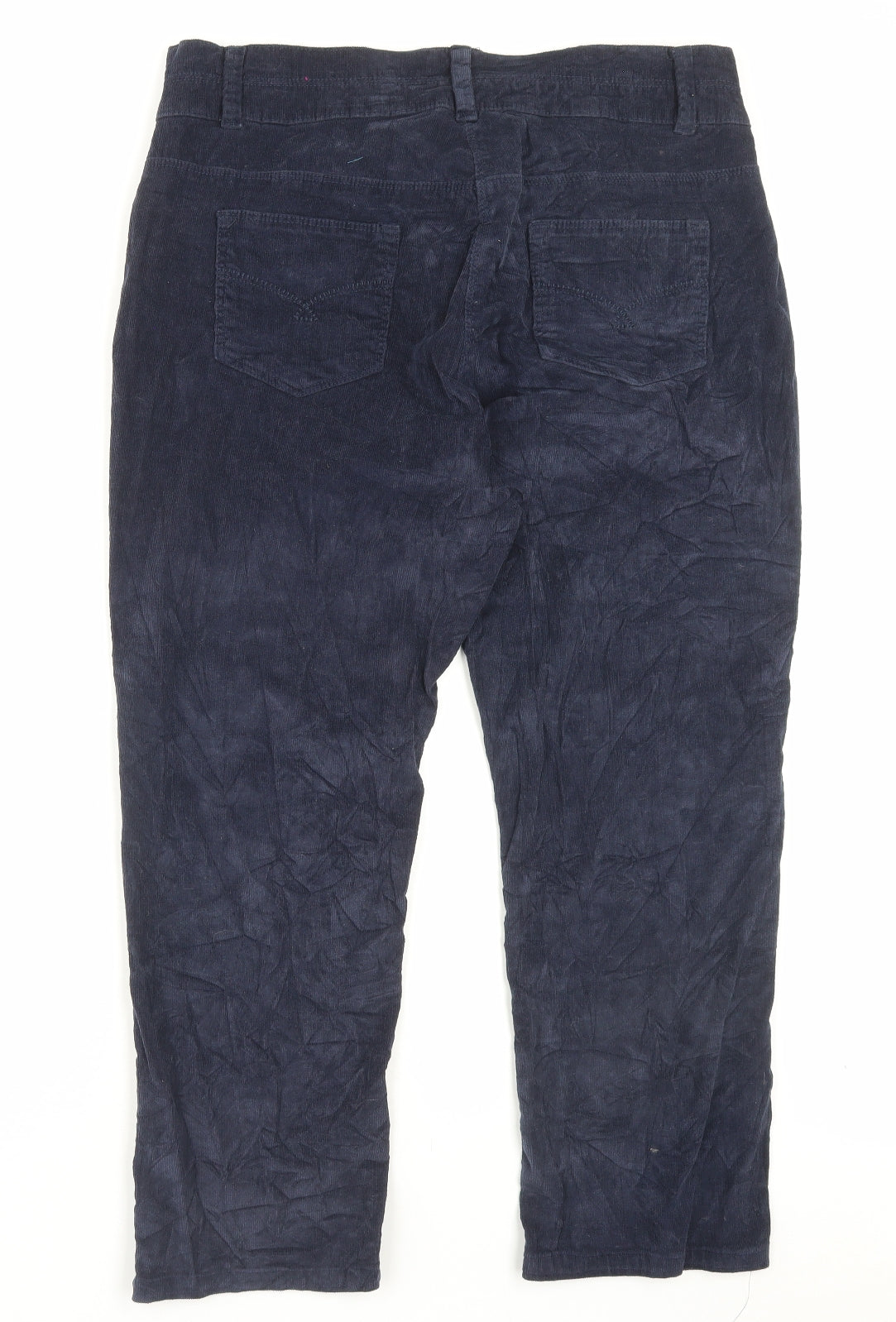 Anthology Womens Blue Cotton Trousers Size 16 L25 in Regular Button