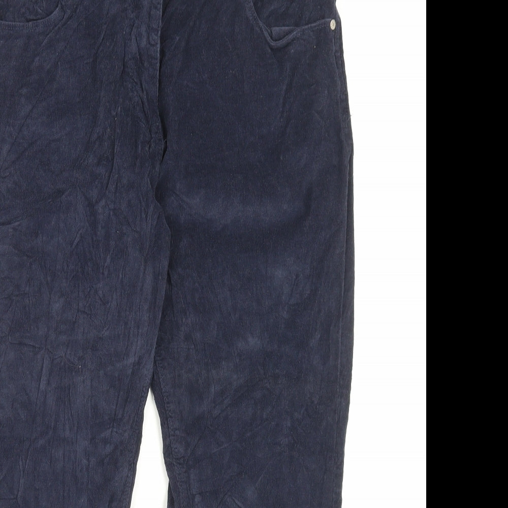 Anthology Womens Blue Cotton Trousers Size 16 L25 in Regular Button