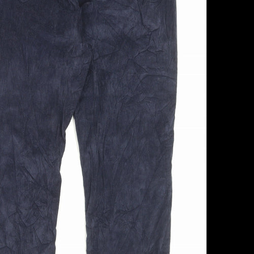 Anthology Womens Blue Cotton Trousers Size 16 L25 in Regular Button