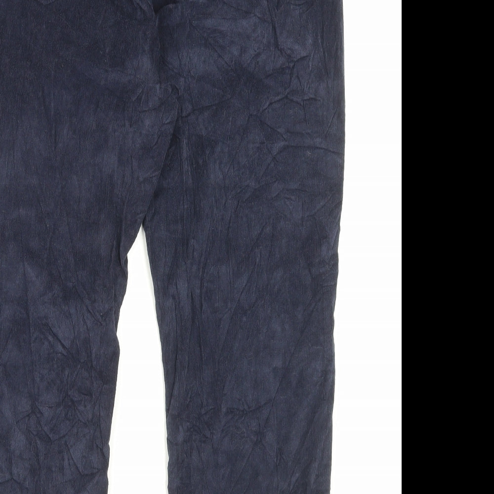 Anthology Womens Blue Cotton Trousers Size 16 L25 in Regular Button