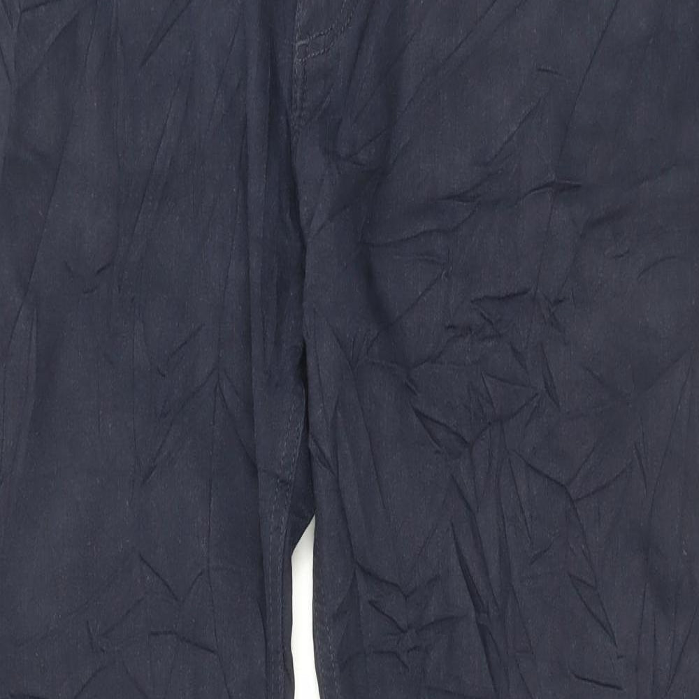 Marks and Spencer Mens Blue Cotton Trousers Size 36 in L31 in Regular Button