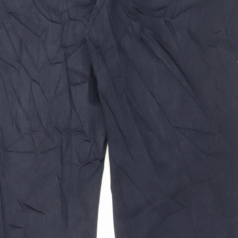Marks and Spencer Mens Blue Cotton Trousers Size 36 in L31 in Regular Button