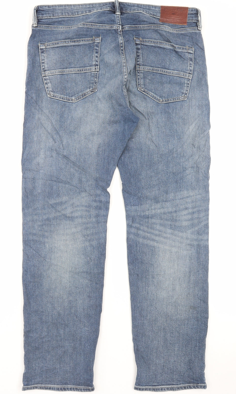 Marks and Spencer Mens Blue Cotton Straight Jeans Size 36 in L31 in Regular Button