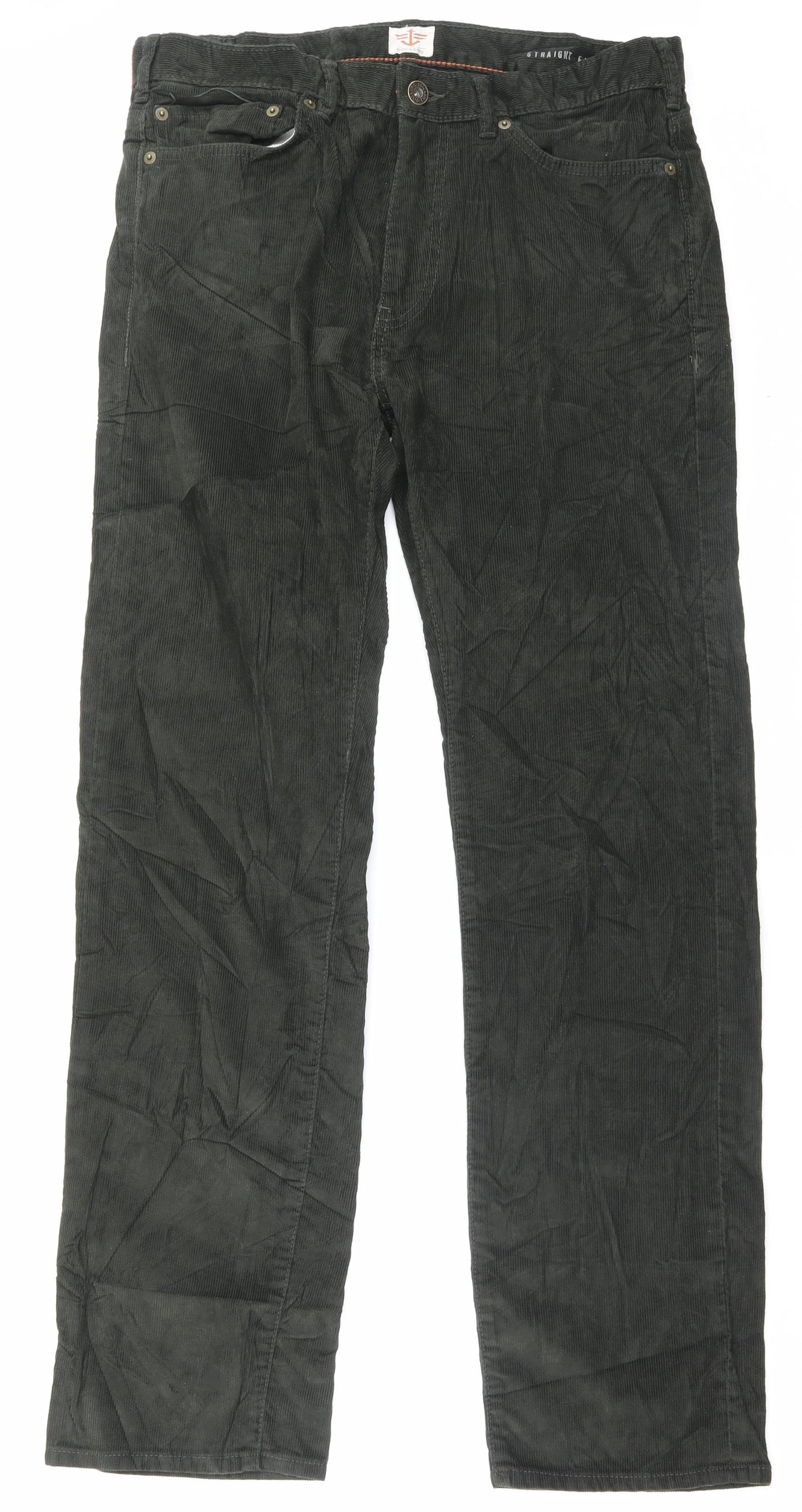 DOCKERS Mens Green Cotton Trousers Size 32 in L32 in Regular Button