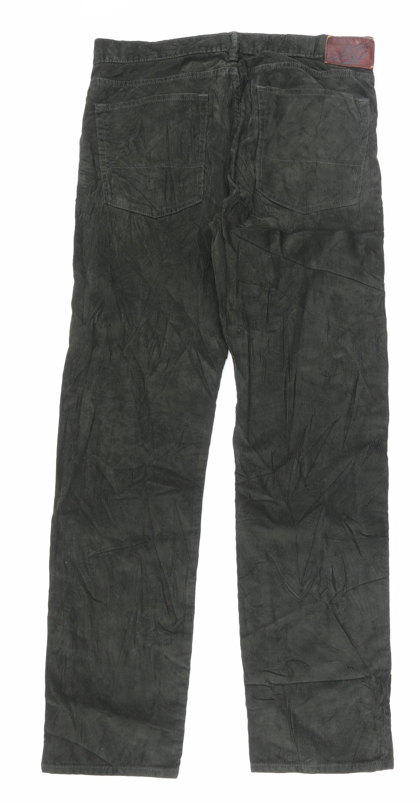 DOCKERS Mens Green Cotton Trousers Size 32 in L32 in Regular Button