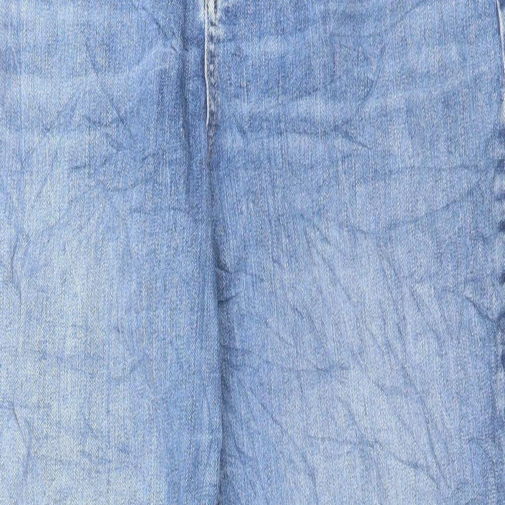 Marks and Spencer Womens Blue Cotton Straight Jeans Size 14 L30 in Regular Button