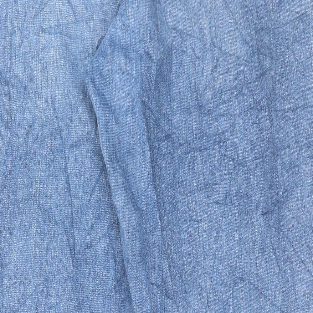 Marks and Spencer Womens Blue Cotton Straight Jeans Size 14 L30 in Regular Button
