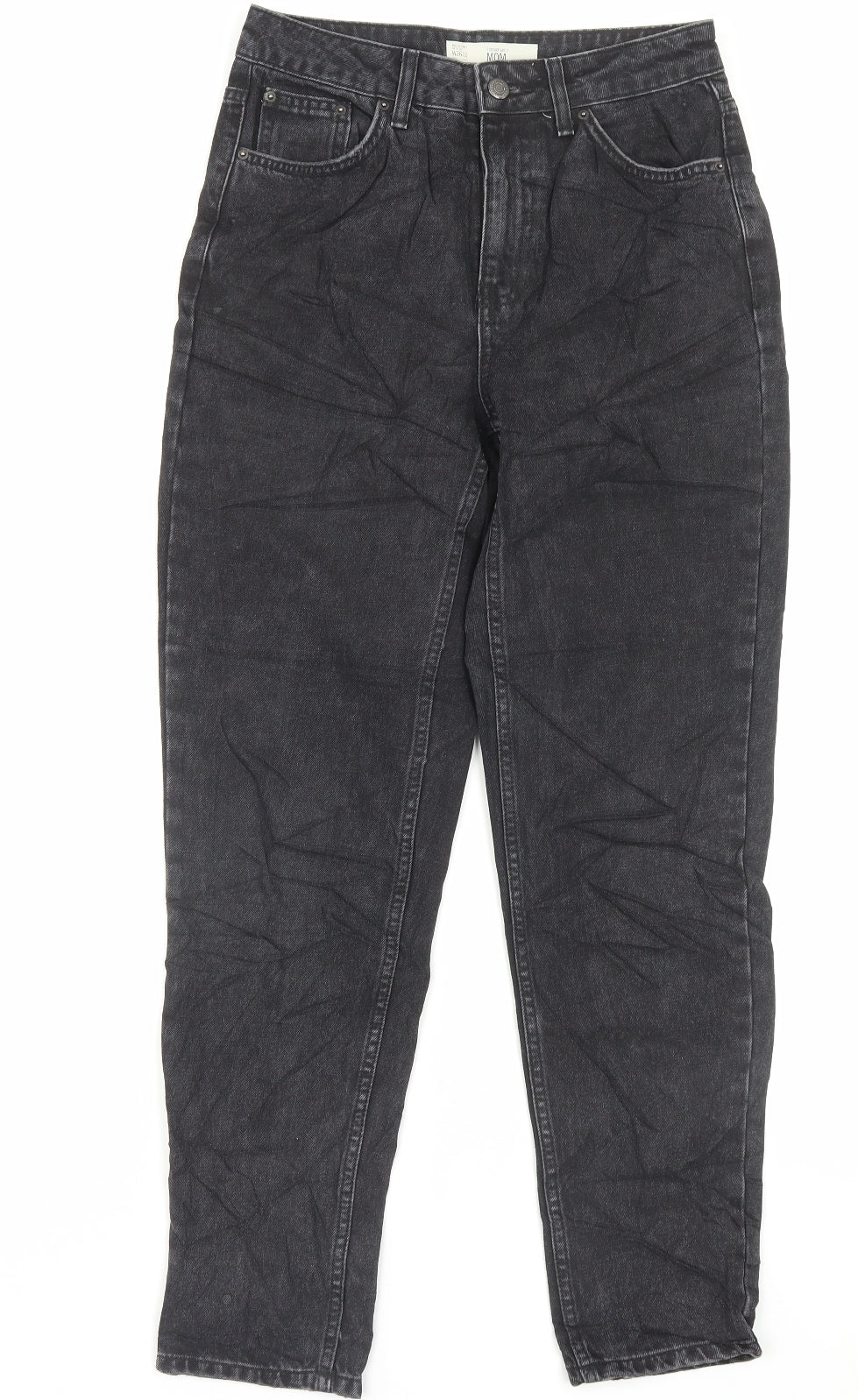 Topshop Womens Black Cotton Mom Jeans Size 26 in L32 in Regular Button