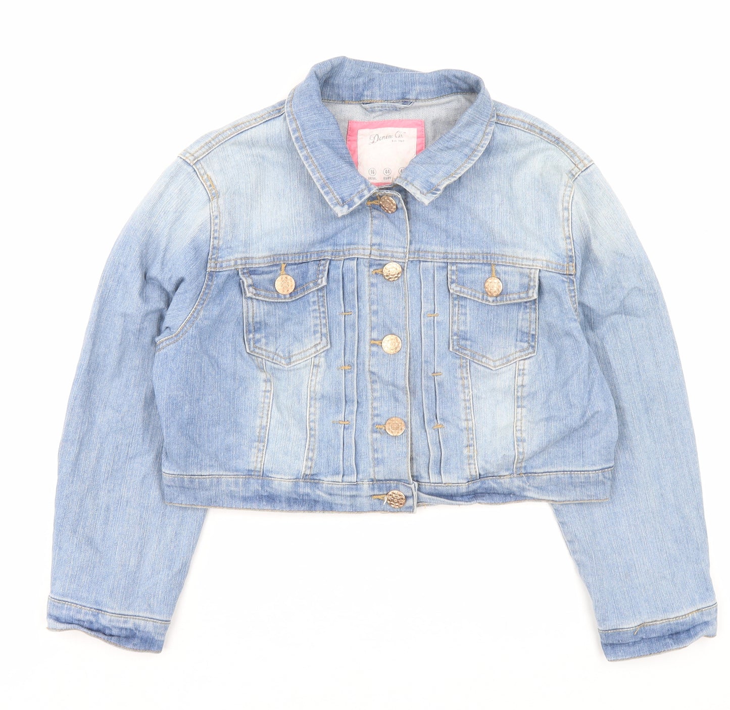 Denim & Co. Womens Black Jacket Size 16 Button