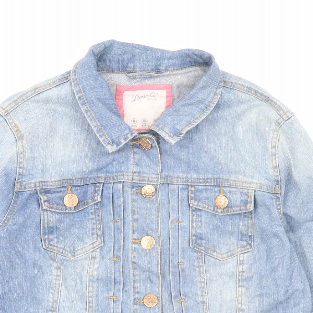 Denim & Co. Womens Black Jacket Size 16 Button