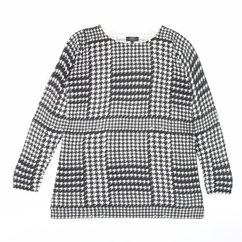 Papaya Womens Black Boat Neck Herringbone Acrylic Tunic Jumper Size 12