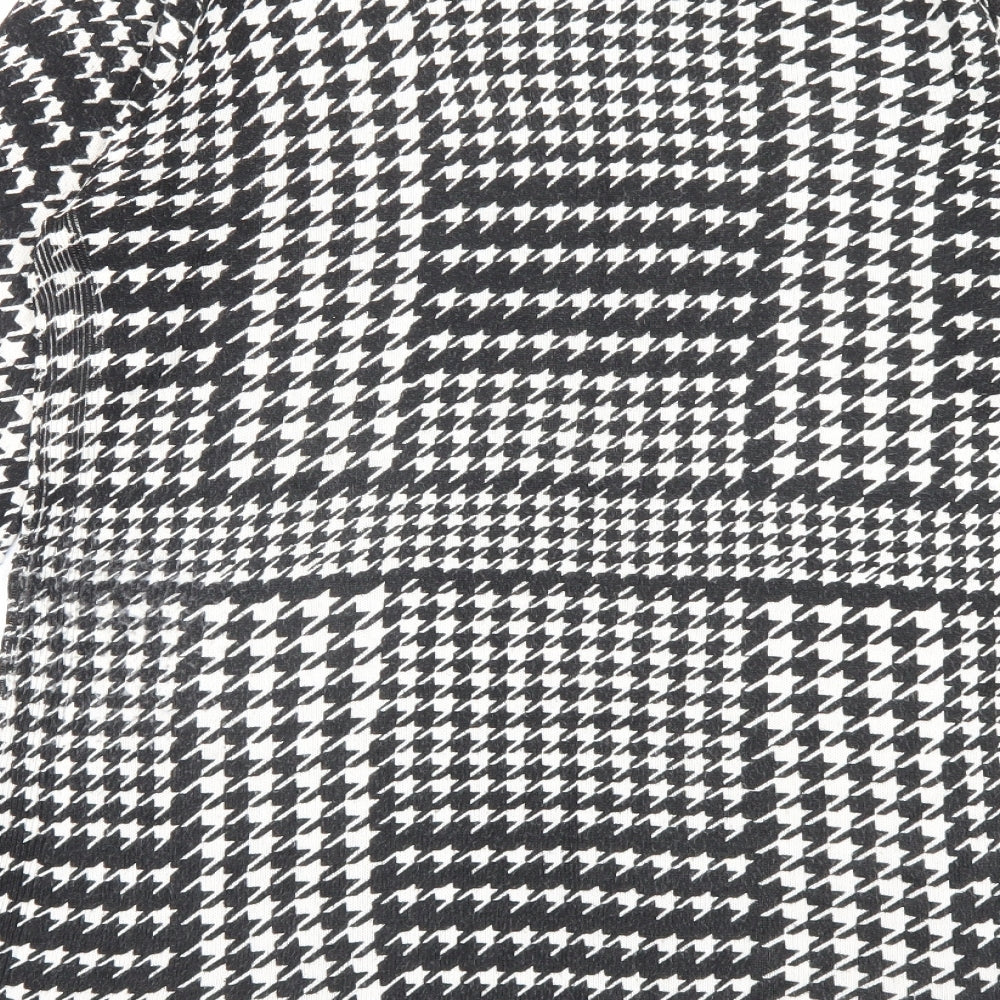 Papaya Womens Black Boat Neck Herringbone Acrylic Tunic Jumper Size 12