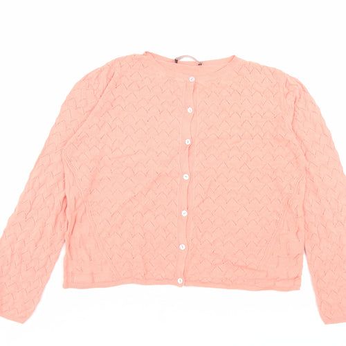 Marks and Spencer Womens Pink Crew Neck Polyester Cardigan Jumper Size 14