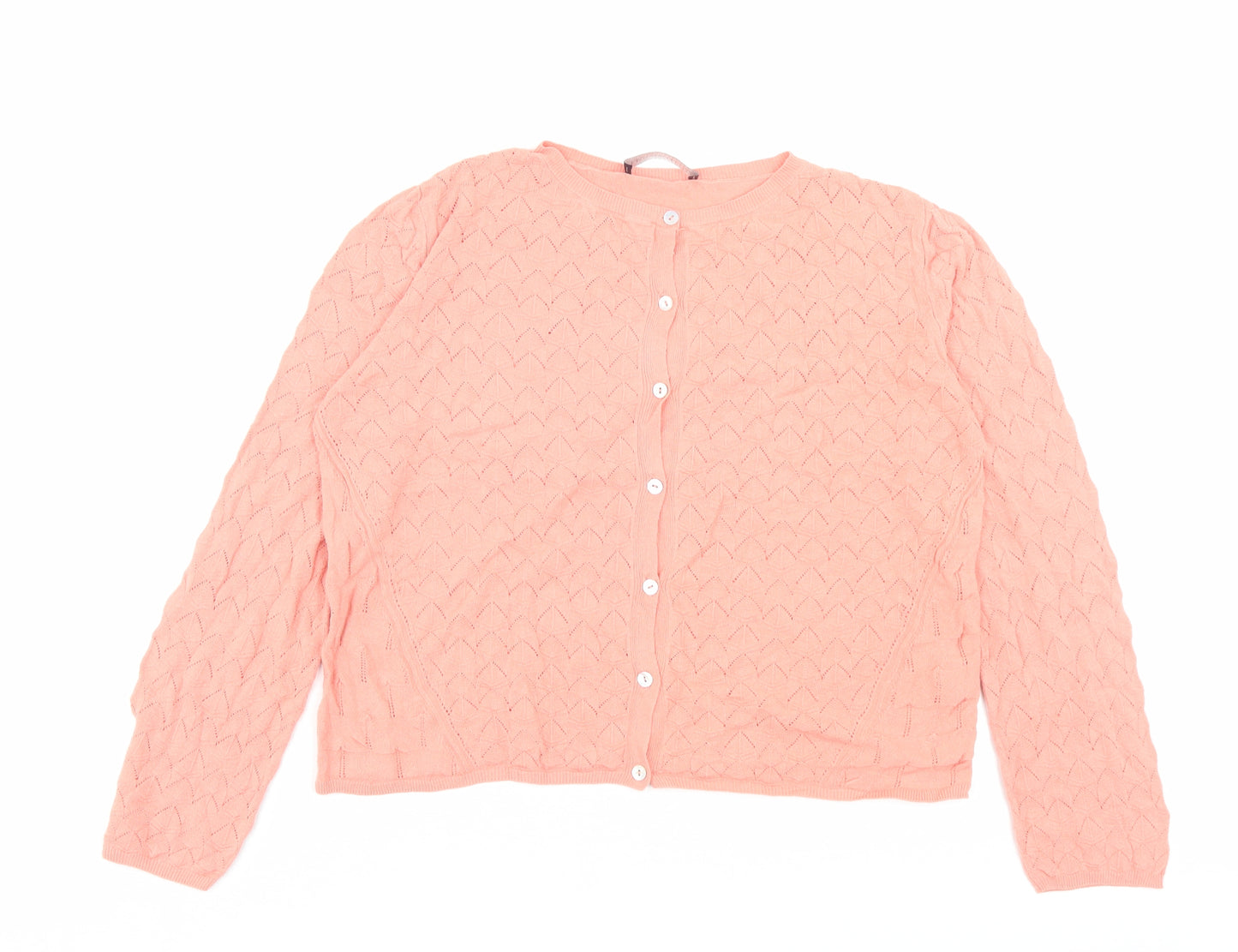 Marks and Spencer Womens Pink Crew Neck Polyester Cardigan Jumper Size 14