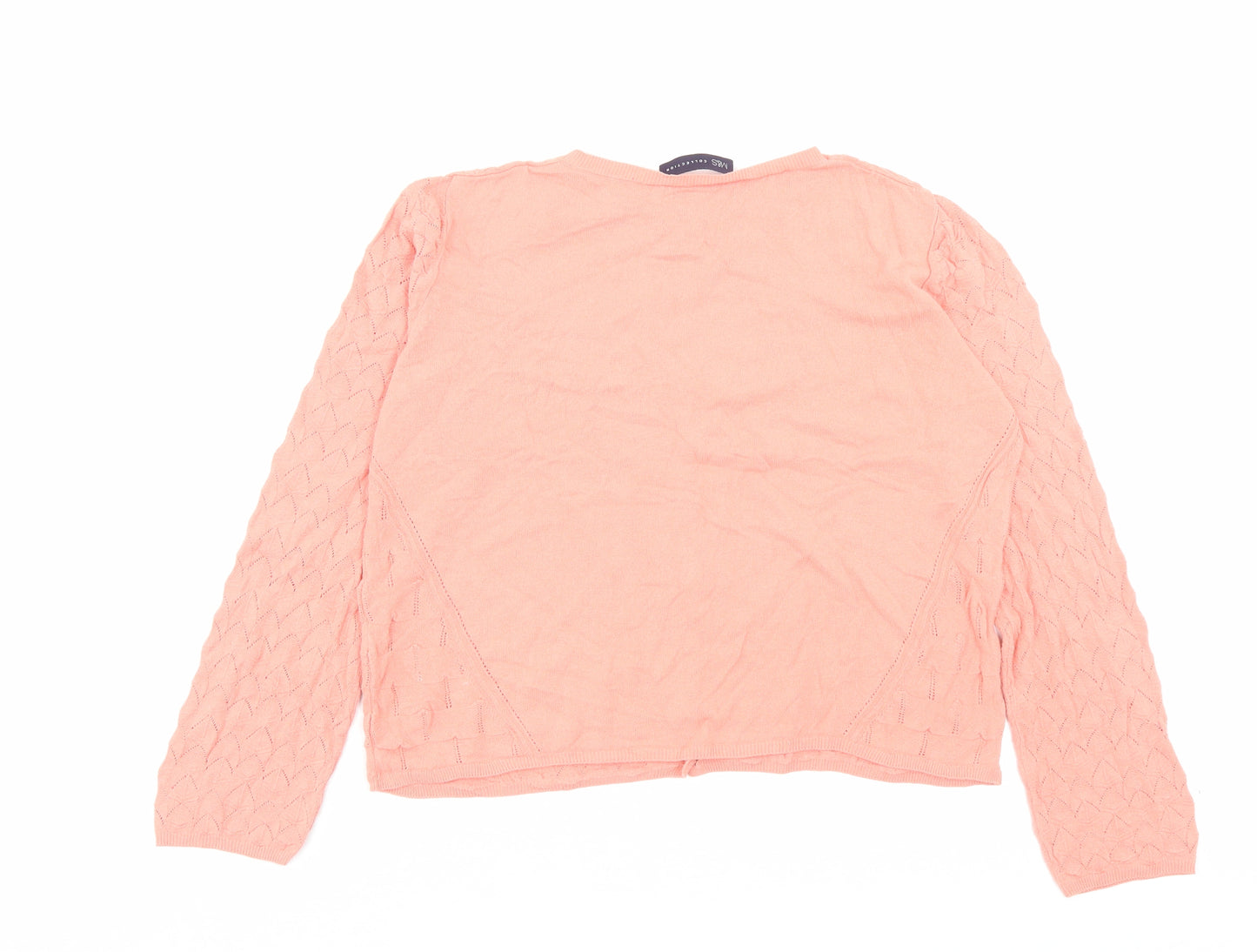 Marks and Spencer Womens Pink Crew Neck Polyester Cardigan Jumper Size 14