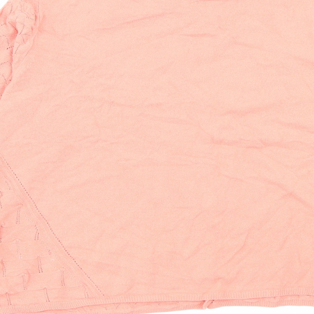Marks and Spencer Womens Pink Crew Neck Polyester Cardigan Jumper Size 14