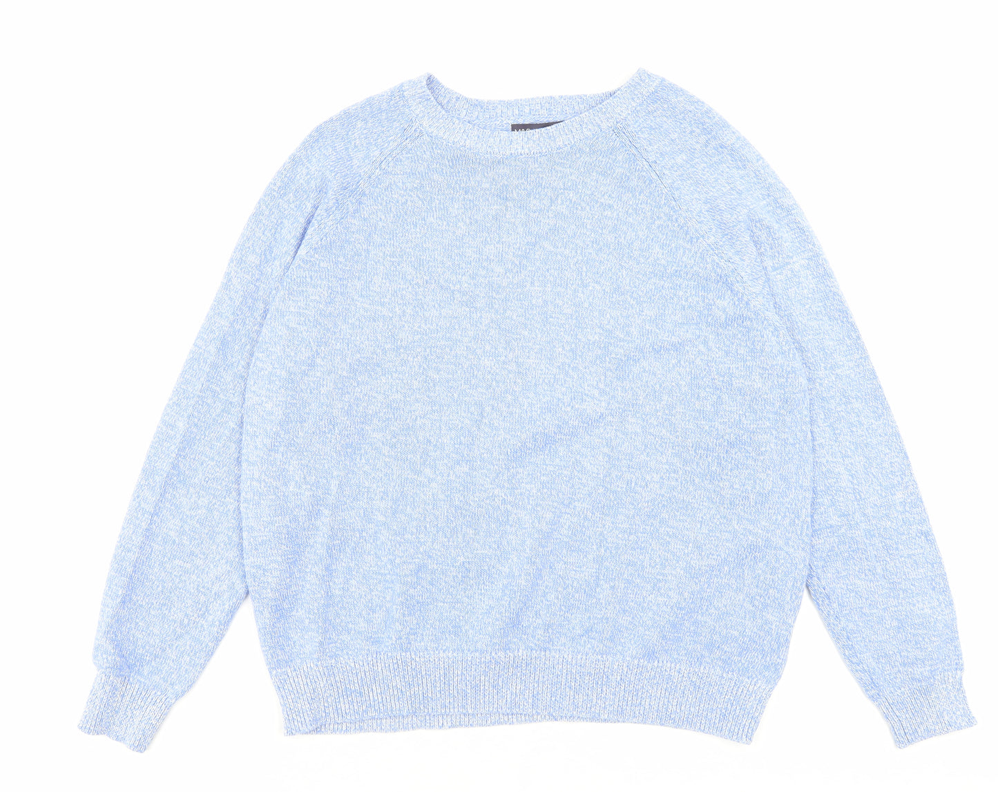 Marks and Spencer Womens Blue Crew Neck Cotton Pullover Jumper Size L