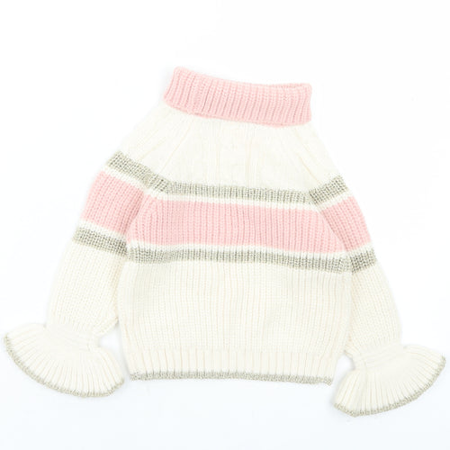 River Island Girls Ivory Striped Acrylic Pullover Jumper Size 18-24 Months Pullover