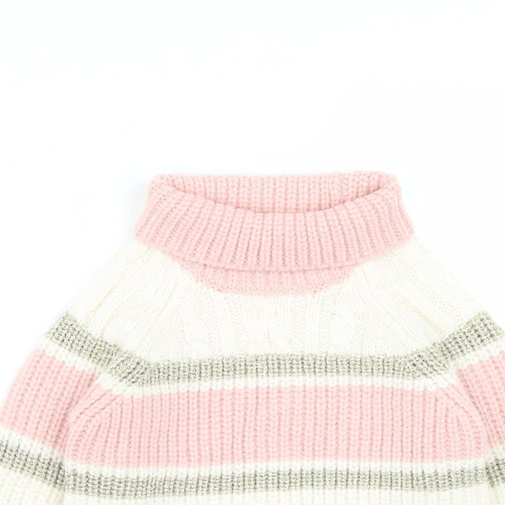 River Island Girls Ivory Striped Acrylic Pullover Jumper Size 18-24 Months Pullover