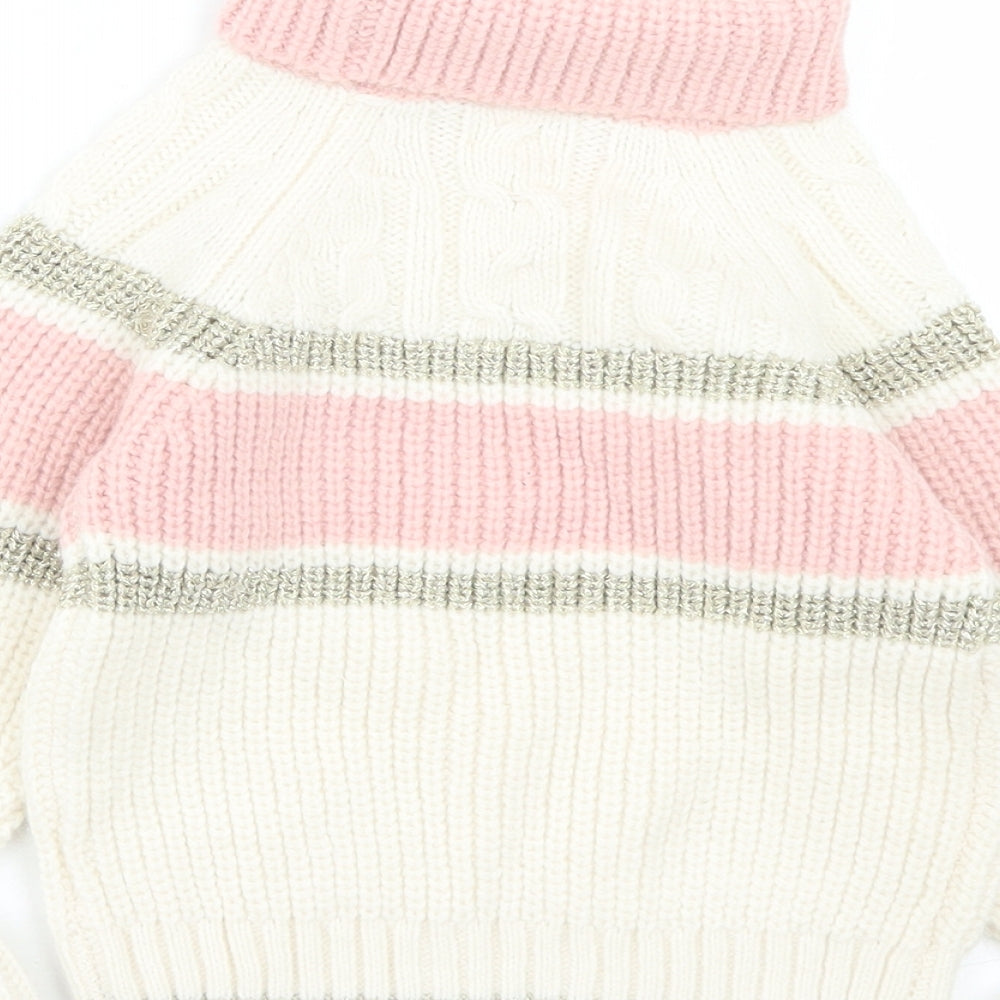 River Island Girls Ivory Striped Acrylic Pullover Jumper Size 18-24 Months Pullover