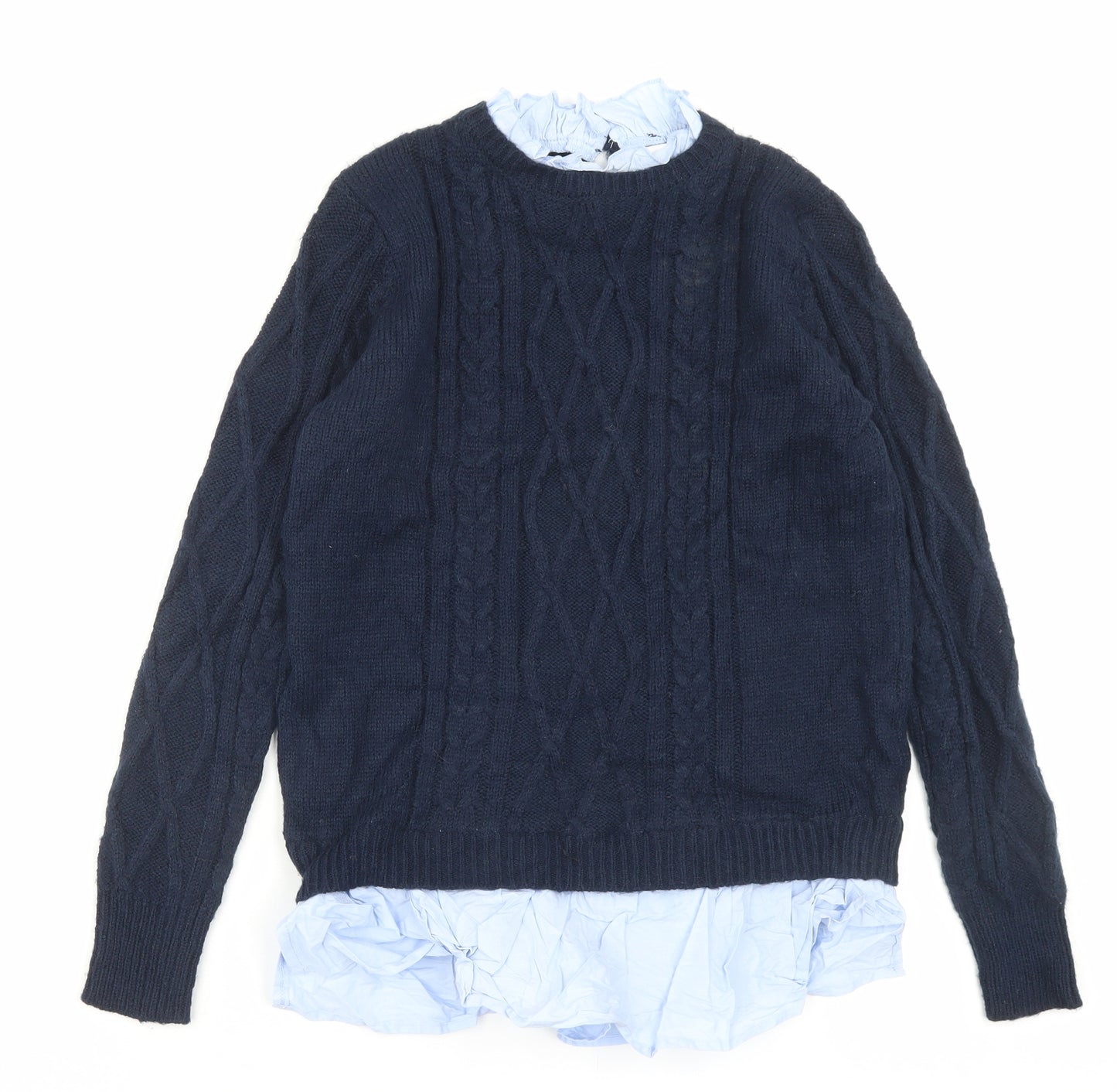 Matalan Womens Blue Collared Acrylic Pullover Jumper Size S