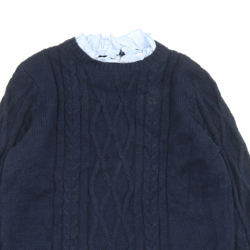Matalan Womens Blue Collared Acrylic Pullover Jumper Size S