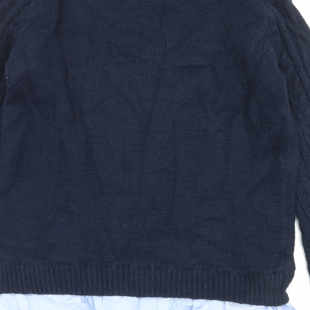 Matalan Womens Blue Collared Acrylic Pullover Jumper Size S