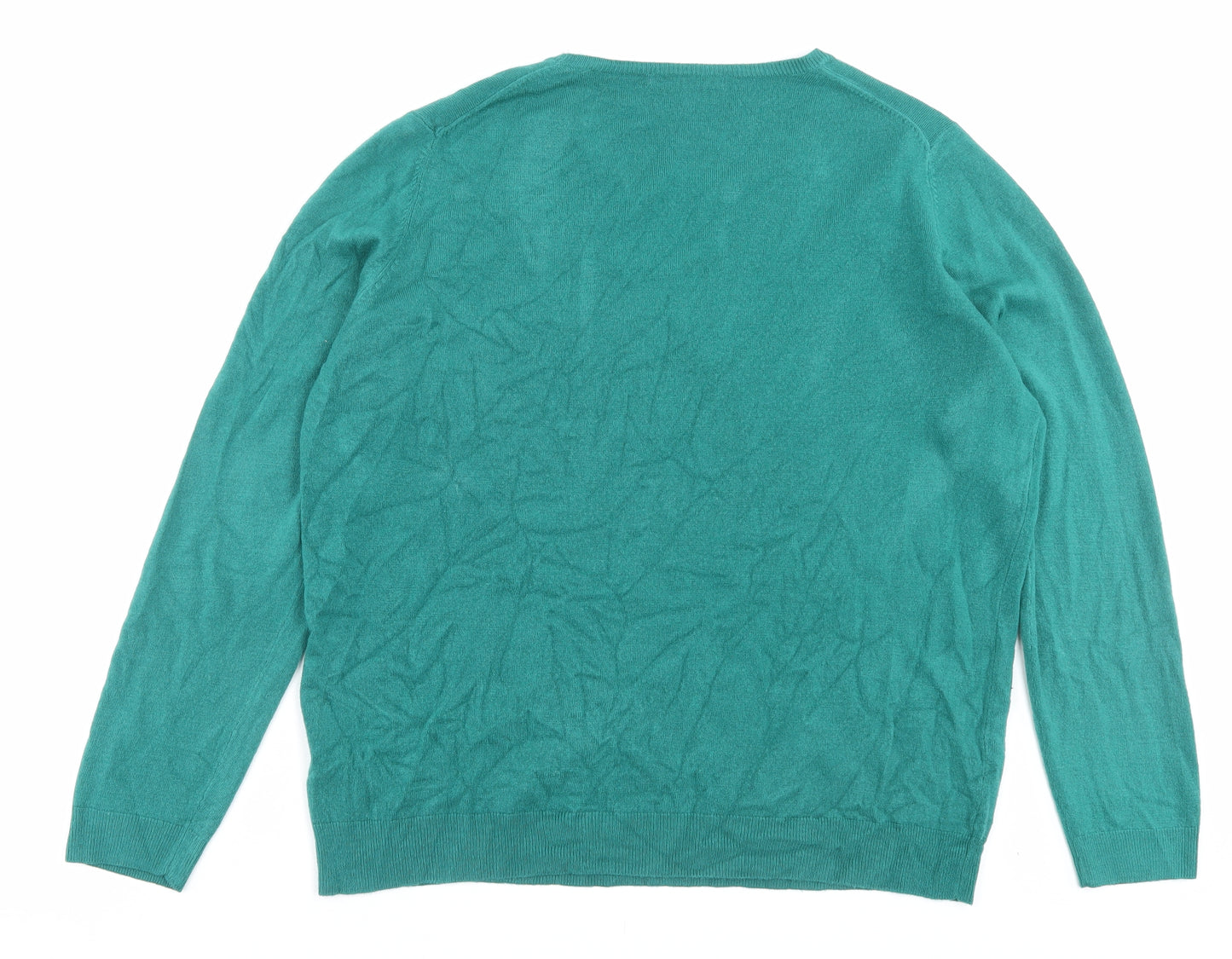 Marks and Spencer Womens Green Crew Neck Acrylic Pullover Jumper Size 18