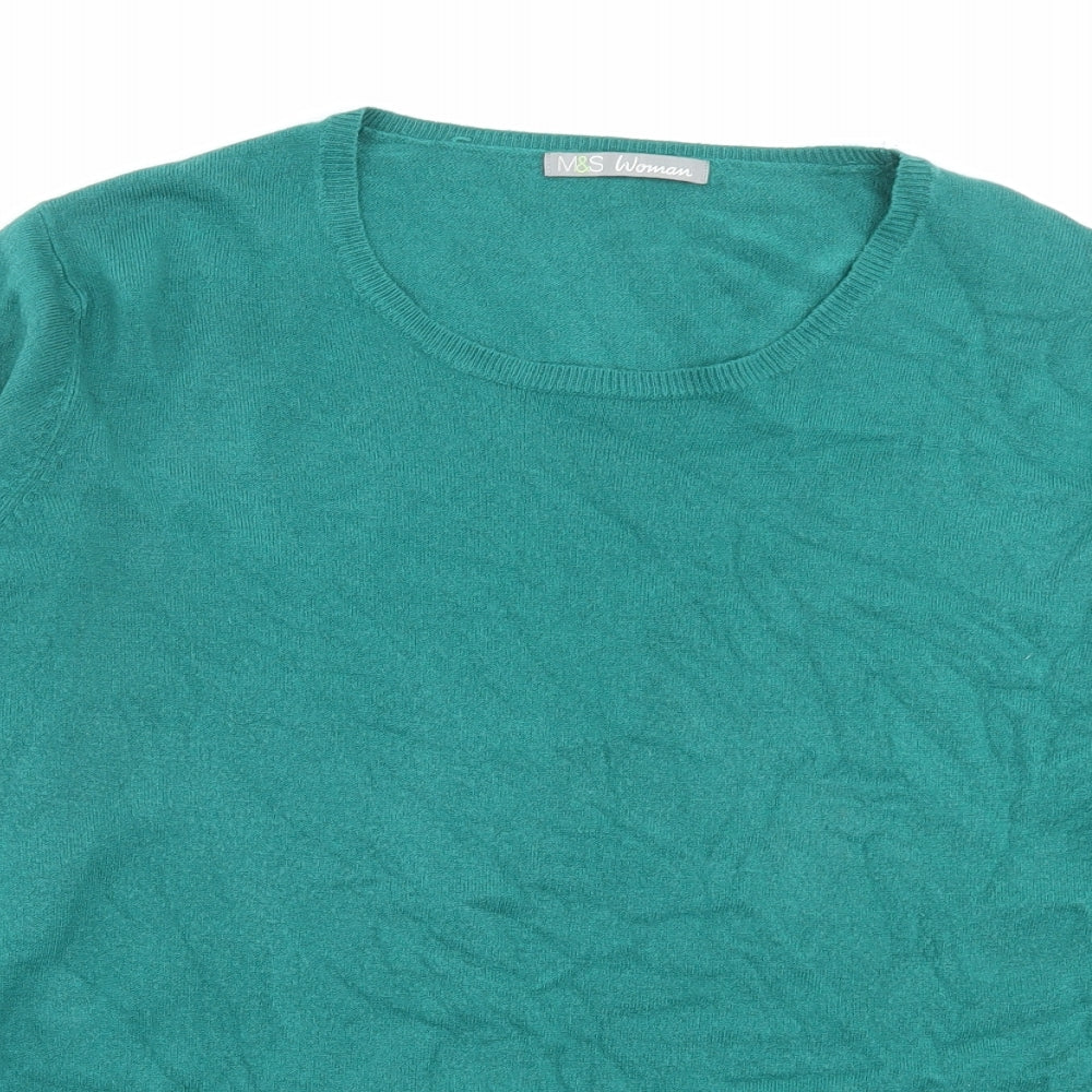 Marks and Spencer Womens Green Crew Neck Acrylic Pullover Jumper Size 18