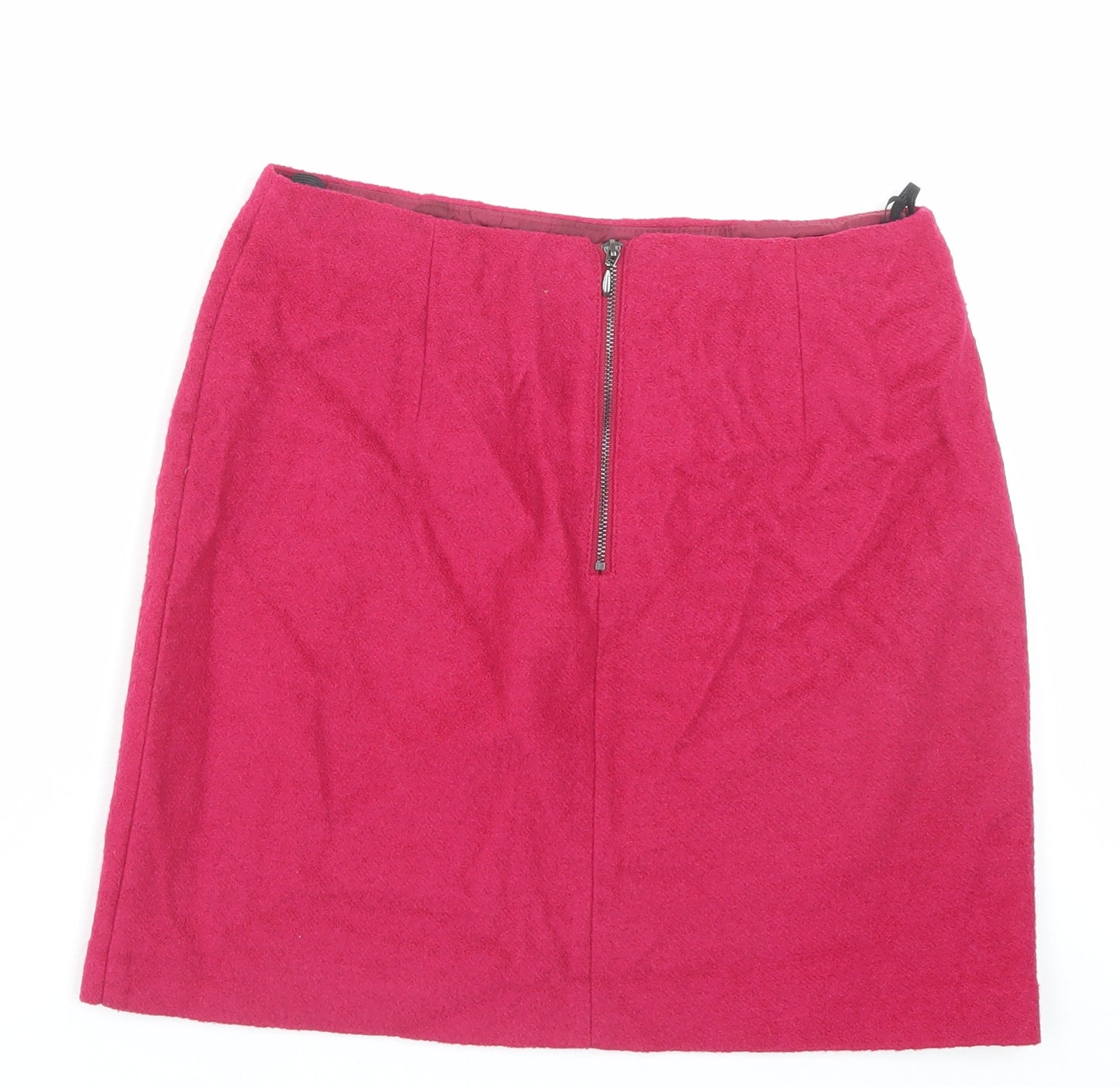 Marks and Spencer Womens Pink Wool A-Line Skirt Size 10 Zip - Pocket Detail