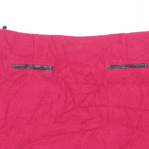 Marks and Spencer Womens Pink Wool A-Line Skirt Size 10 Zip - Pocket Detail