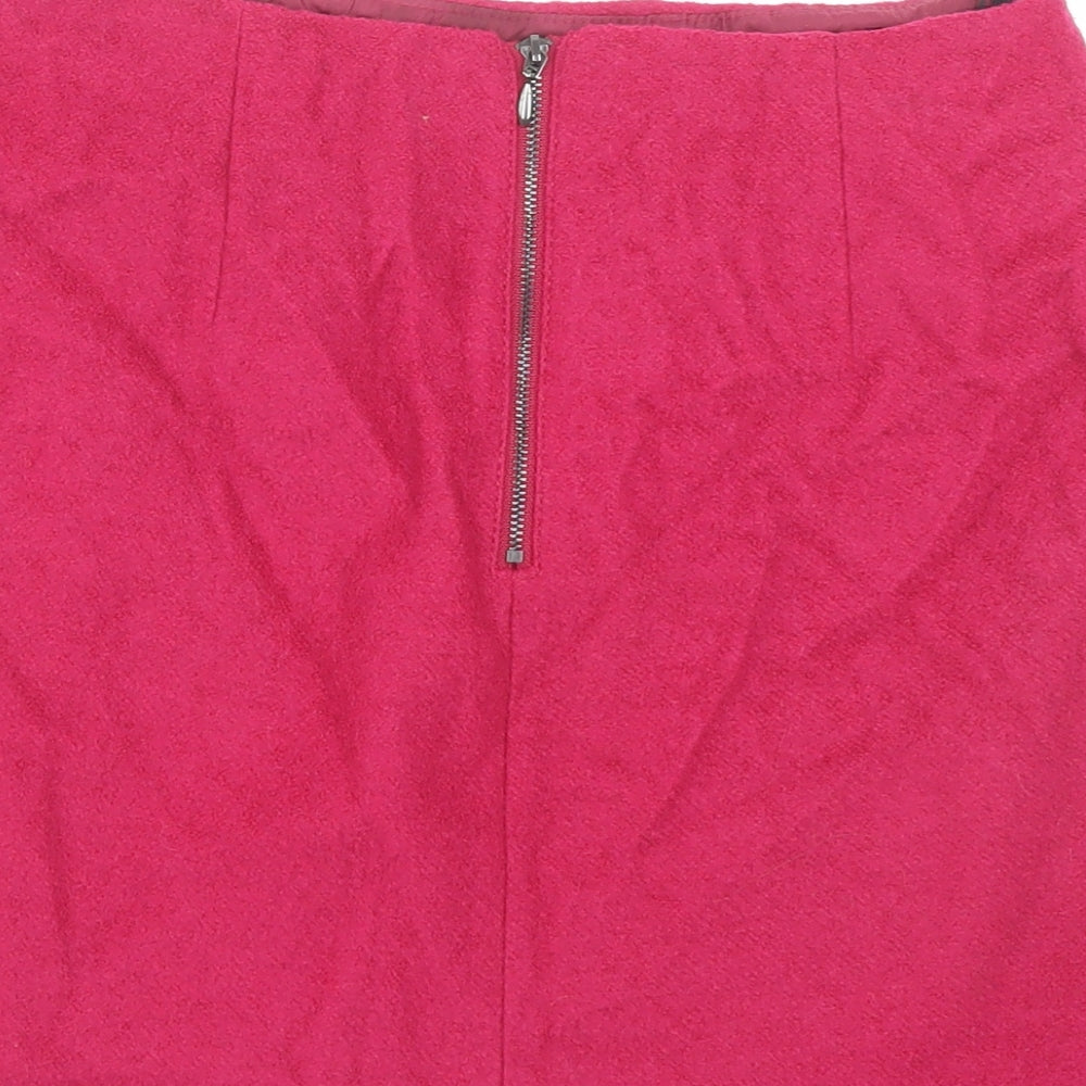 Marks and Spencer Womens Pink Wool A-Line Skirt Size 10 Zip - Pocket Detail