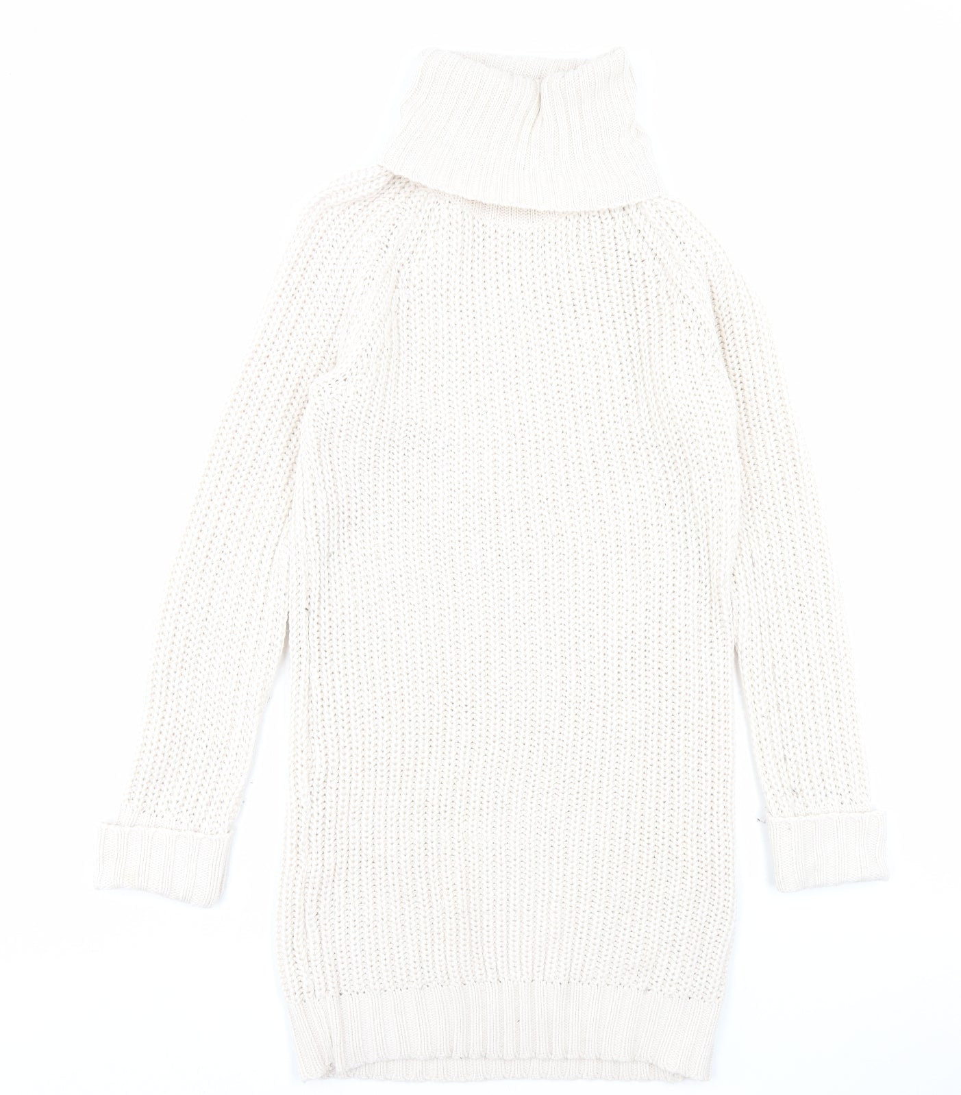 Pep&co Womens Ivory Acrylic Jumper Dress Size 16 Roll Neck Pullover