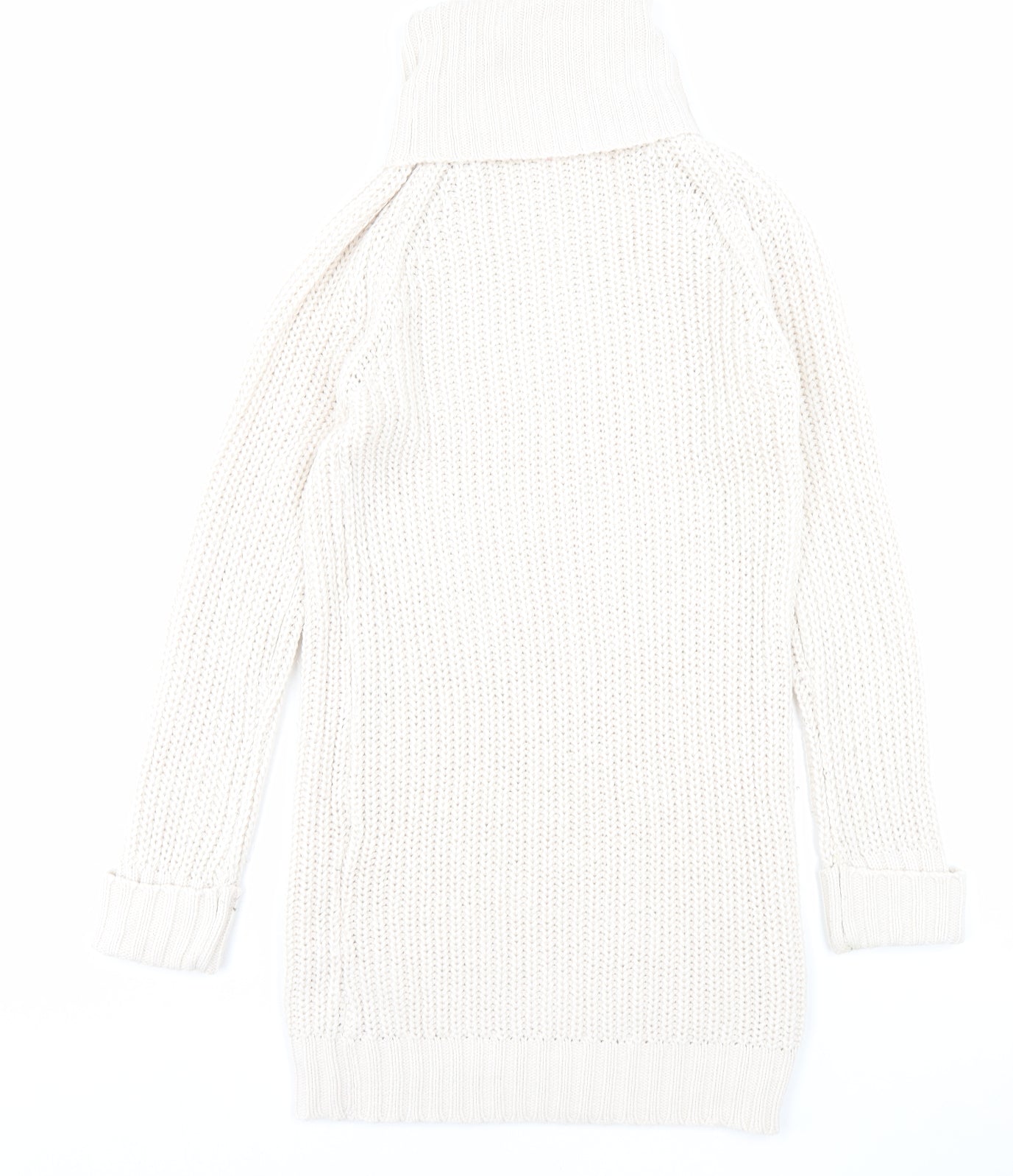 Pep&co Womens Ivory Acrylic Jumper Dress Size 16 Roll Neck Pullover