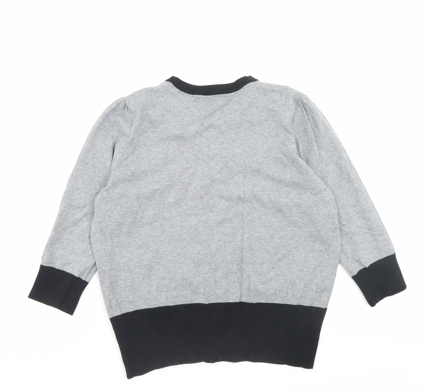 Debenhams Womens Grey Crew Neck Cotton Cardigan Jumper Size 16