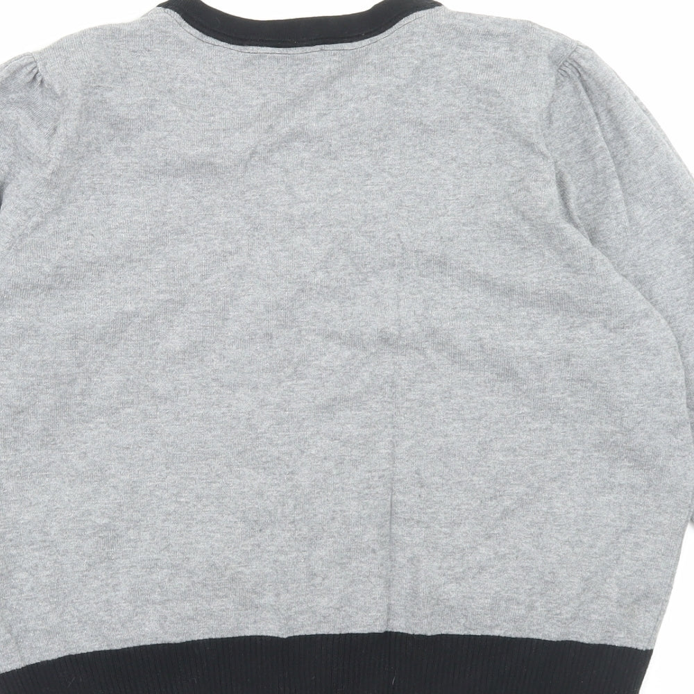 Debenhams Womens Grey Crew Neck Cotton Cardigan Jumper Size 16