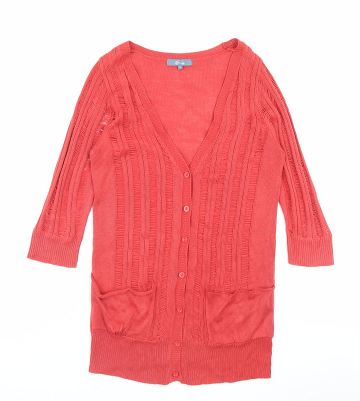 5 Pre View Womens Pink V-Neck Acrylic Cardigan Jumper Size 12