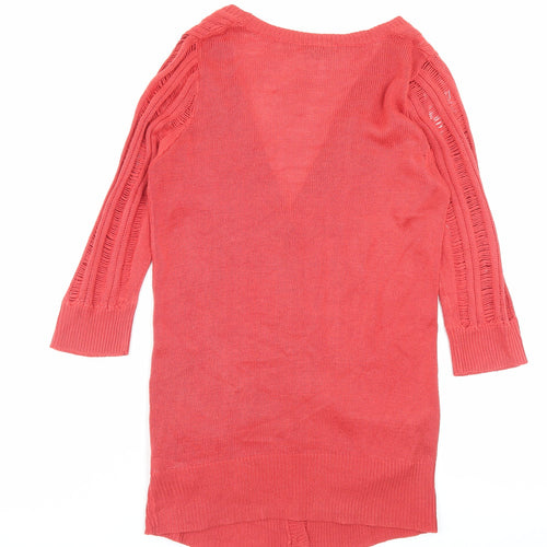5 Pre View Womens Pink V-Neck Acrylic Cardigan Jumper Size 12