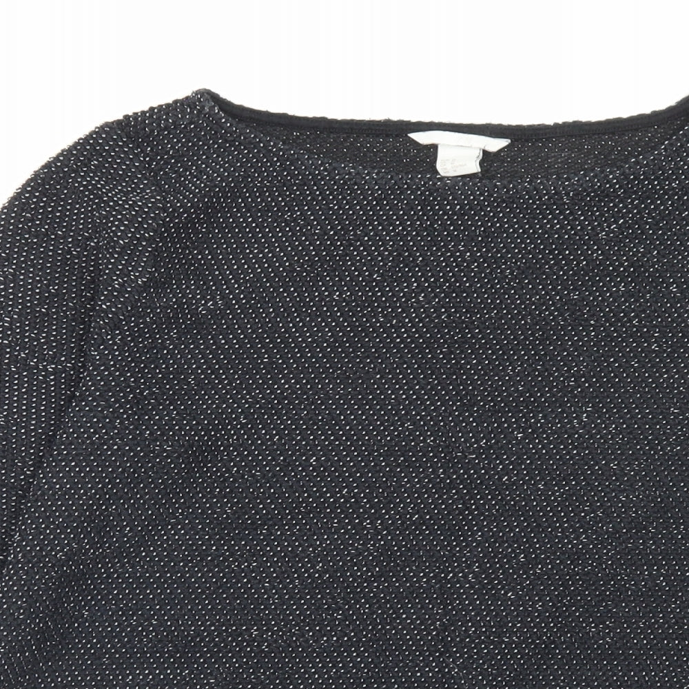 H&M Womens Black Boat Neck Cotton Pullover Jumper Size M