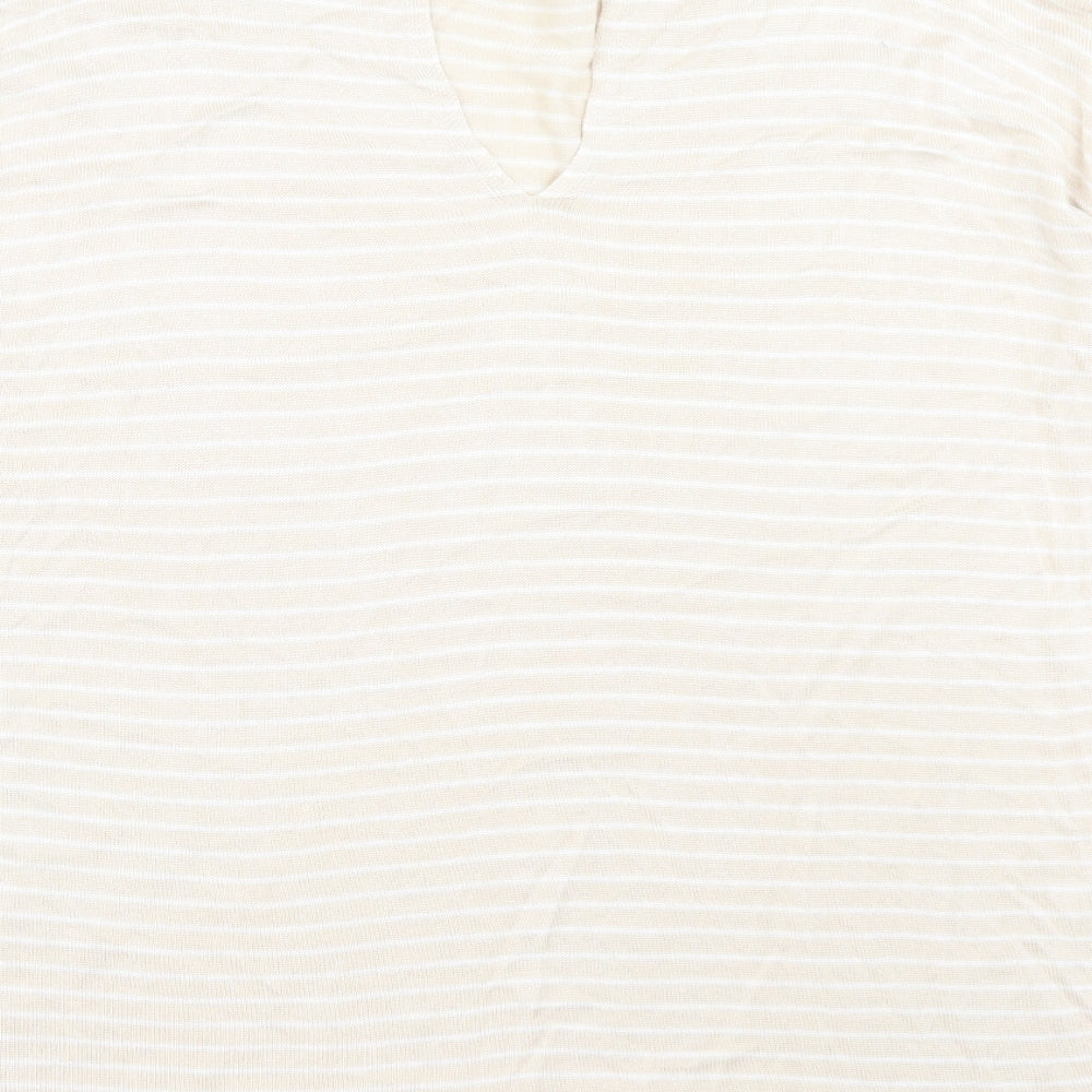 Casamia Womens Beige Crew Neck Striped Viscose Pullover Jumper Size L