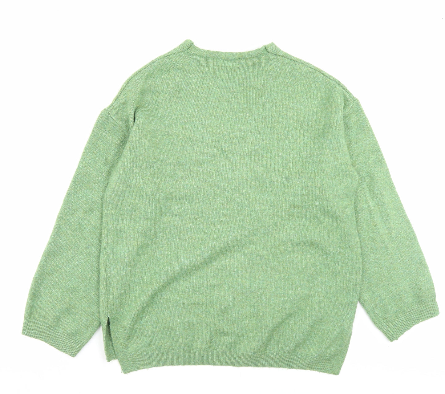 Marks and Spencer Womens Green V-Neck Acrylic Pullover Jumper Size M