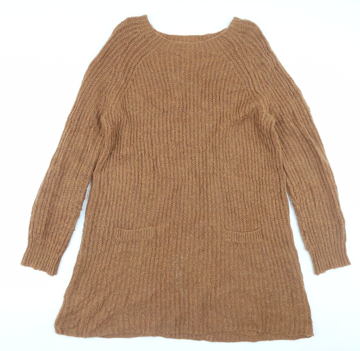 La Redoute Womens Brown Acrylic Jumper Dress Size 18 Boat Neck Pullover