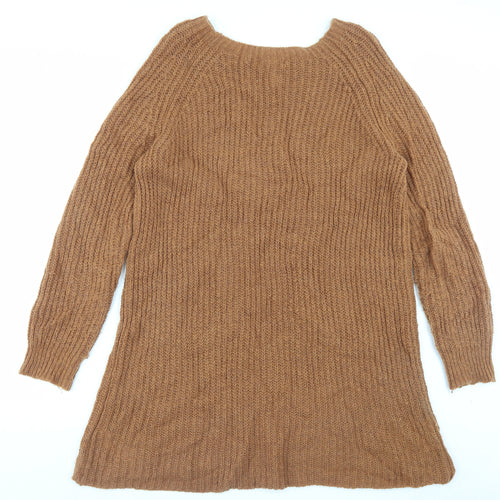 La Redoute Womens Brown Acrylic Jumper Dress Size 18 Boat Neck Pullover