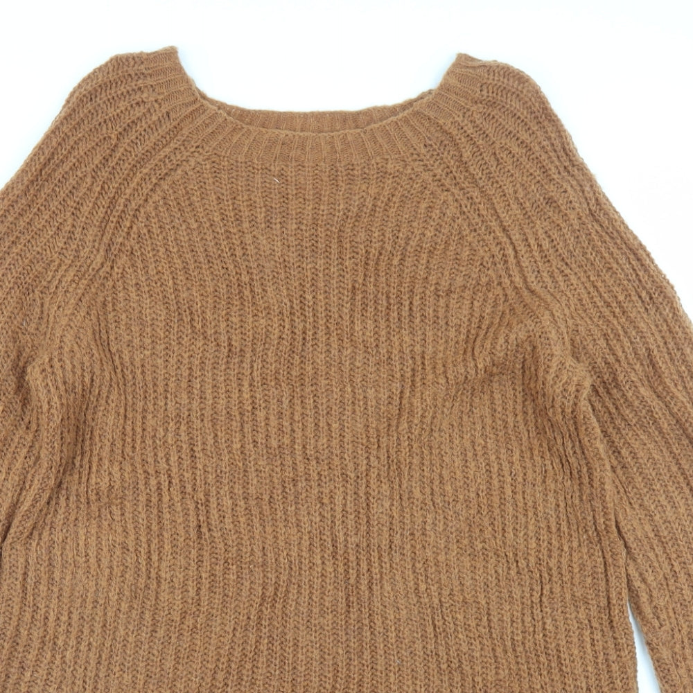 La Redoute Womens Brown Acrylic Jumper Dress Size 18 Boat Neck Pullover